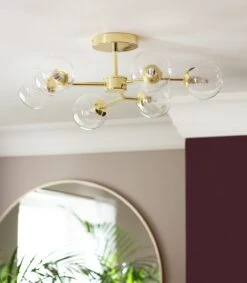 Habitat Molecular 6 Light Metal Flush Ceiling Light - Brass -Habitat Furni Sales 9409406 R Z002C
