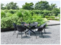 Habitat Aegaen 6 Seater Metal Patio Set - Grey -Habitat Furni Sales 9417515 R Z002C