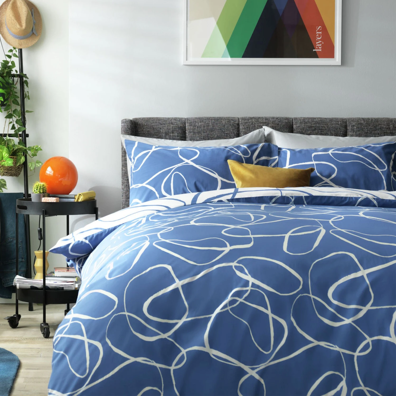 Habitat Linear Pebbles Blue & White Bedding Set - Single Habitat Linear Pebbles Blue & White Bedding Set - Single -Habitat Furni Sales 9441938 R Z001A