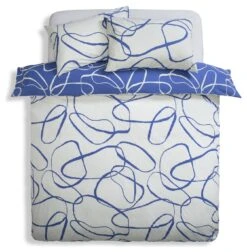 Habitat Linear Pebbles Blue & White Bedding Set - Single 4 Habitat Linear Pebbles Blue & White Bedding Set - Single -Habitat Furni Sales 9441938 R Z004A