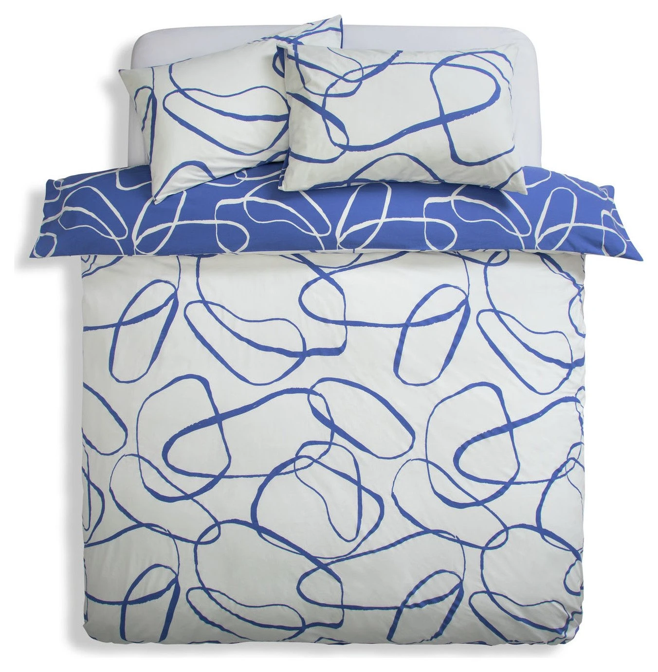 Habitat Linear Pebbles Blue & White Bedding Set - Single Habitat Linear Pebbles Blue & White Bedding Set - Single -Habitat Furni Sales 9441938 R Z004A