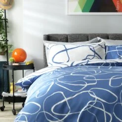 Habitat Linear Pebbles Blue & White Bedding Set - Single 5 Habitat Linear Pebbles Blue & White Bedding Set - Single -Habitat Furni Sales 9441938 R Z005A