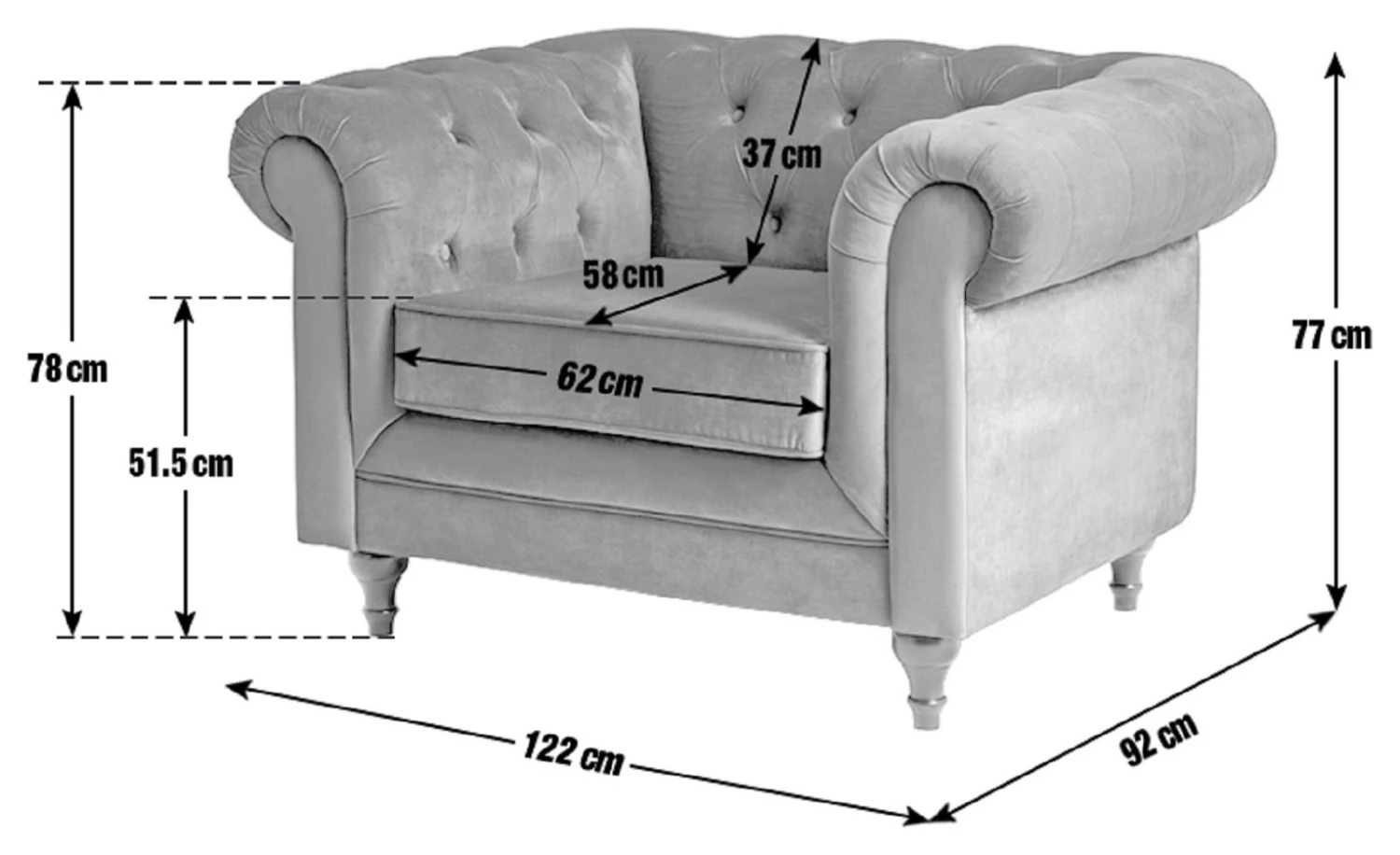 Habitat Chesterfield Velvet Armchair - Blue Habitat Chesterfield Velvet Armchair - Blue -Habitat Furni Sales 9449325 R E001