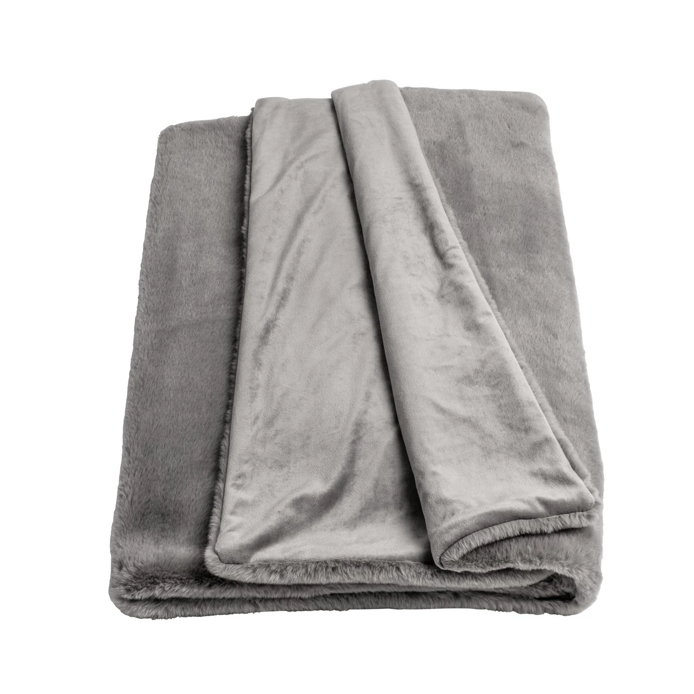 Habitat Faux Fur Plain Throw - Grey - 125x150cm Habitat Faux Fur Plain Throw - Grey - 125x150cm -Habitat Furni Sales 9454365 R Z001A