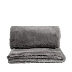 Habitat Faux Fur Plain Throw - Grey - 125x150cm 2 Habitat Faux Fur Plain Throw - Grey - 125x150cm -Habitat Furni Sales 9454365 R Z002A