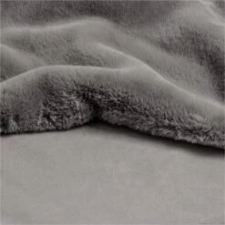 Habitat Faux Fur Plain Throw - Grey - 125x150cm 3 Habitat Faux Fur Plain Throw - Grey - 125x150cm -Habitat Furni Sales 9454365 R Z003A