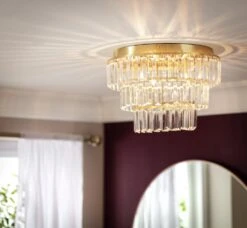 Habitat Presley Glass 3 Tier Flush To Ceiling Light - Brass -Habitat Furni Sales 9462319 R Z002C