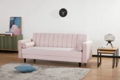 Habitat Preston Clic Clac Velvet Sofa Bed - Pink -Habitat Furni Sales 9478255 R Z002C