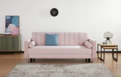 Habitat Preston Clic Clac Velvet Sofa Bed - Pink -Habitat Furni Sales 9478255 R Z003C