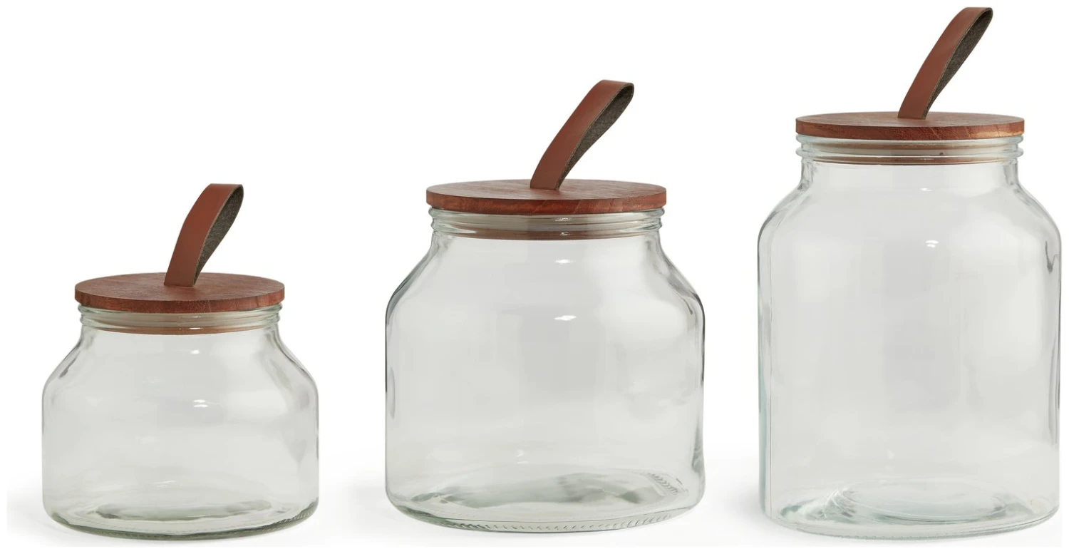 Habitat Set of 3 Glass Jar Set Habitat Set Of 3 Glass Jar Set -Habitat Furni Sales 9491672 R Z001A