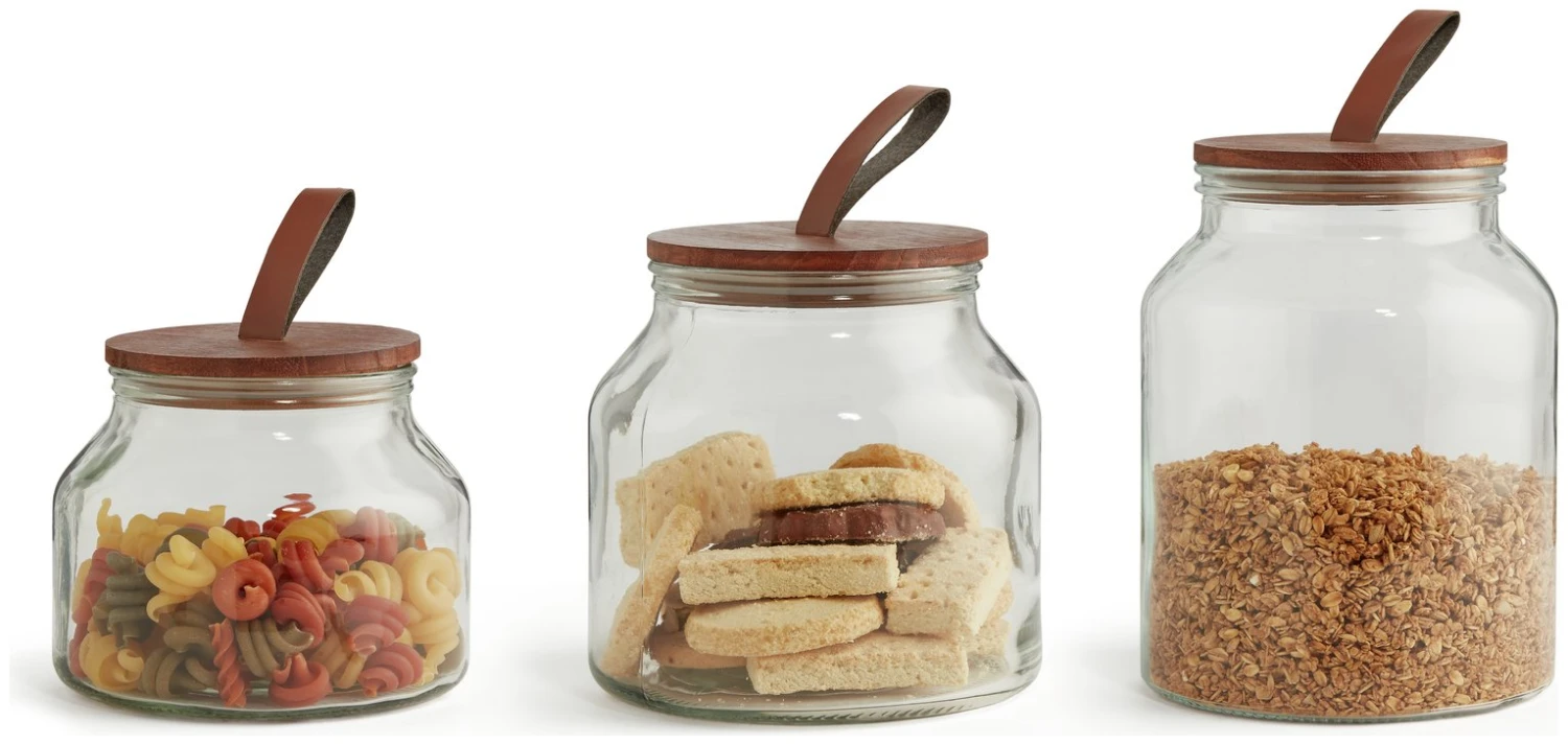 Habitat Set of 3 Glass Jar Set Habitat Set Of 3 Glass Jar Set -Habitat Furni Sales 9491672 R Z004A