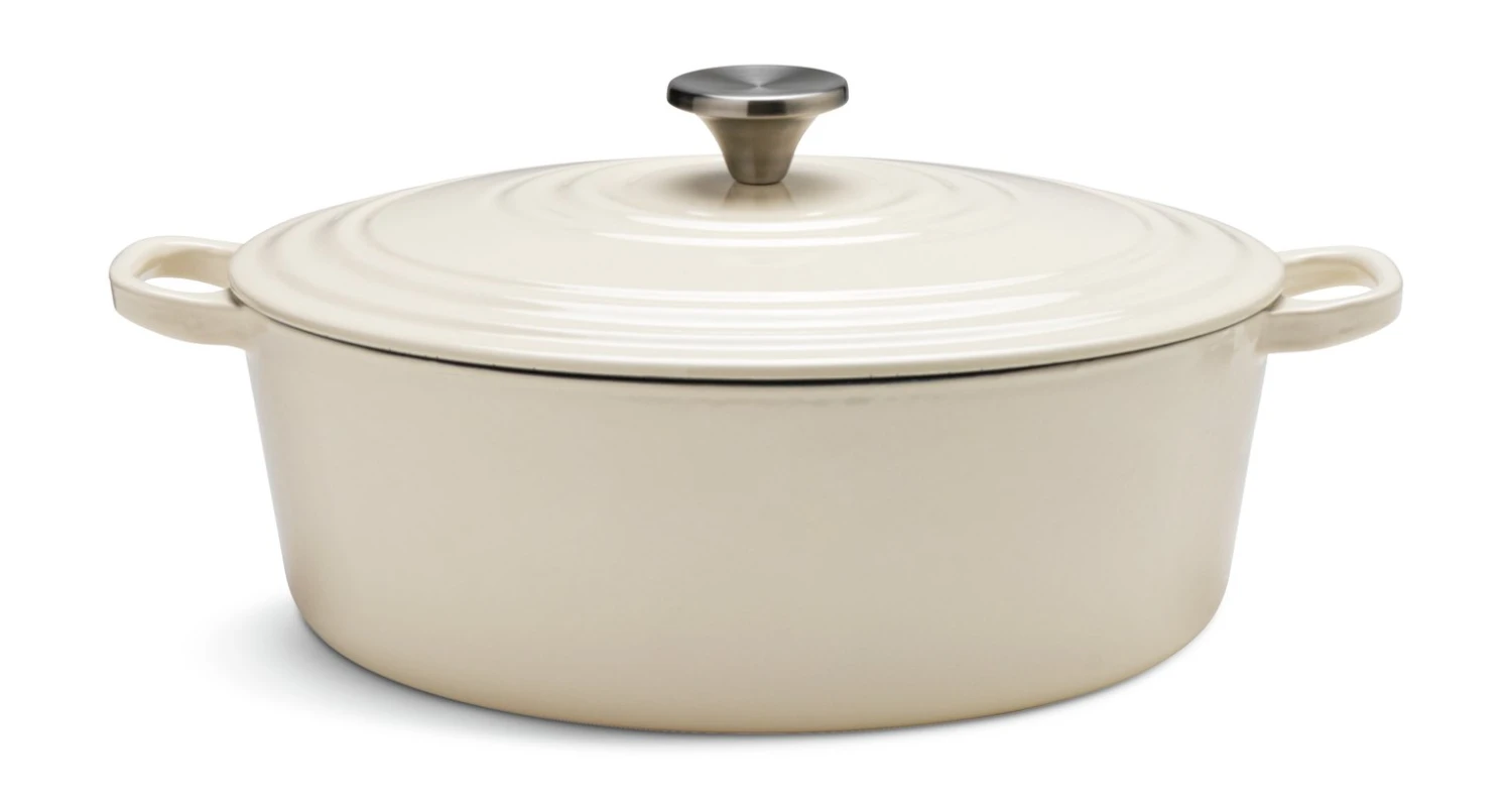 Habitat 4.70 Litre Cast Iron Oval Casserole Dish - Cream Habitat 4.70 Litre Cast Iron Oval Casserole Dish - Cream -Habitat Furni Sales 9499935 R Z001A