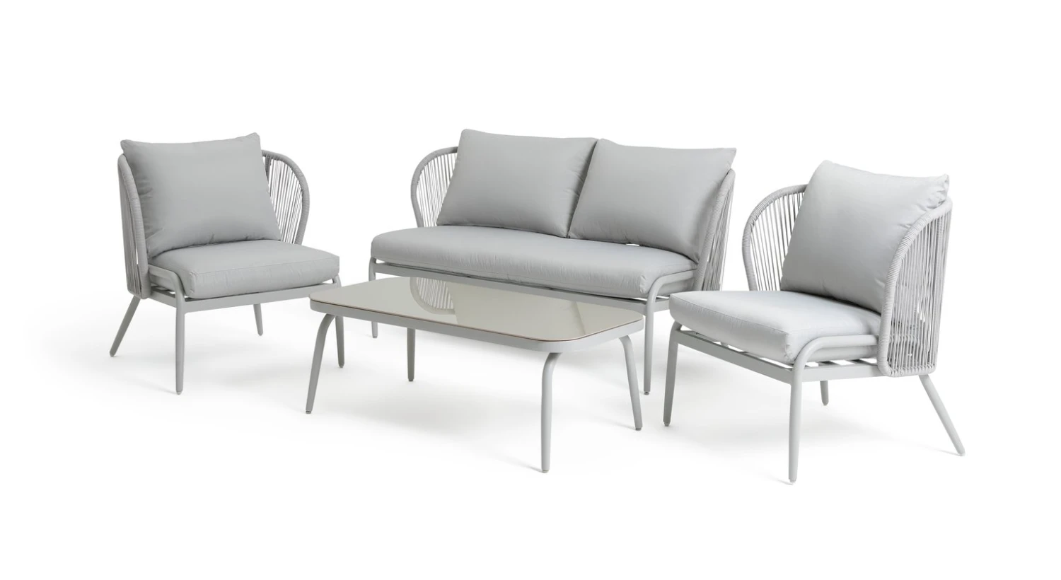 Habitat Riya 4 Seater Cane Effect Garden Sofa Set-Light Grey Habitat Riya 4 Seater Cane Effect Garden Sofa Set-Light Grey -Habitat Furni Sales 9505197 R Z001A