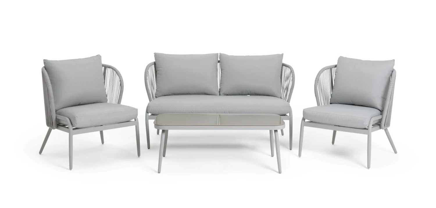 Habitat Riya 4 Seater Cane Effect Garden Sofa Set-Light Grey Habitat Riya 4 Seater Cane Effect Garden Sofa Set-Light Grey -Habitat Furni Sales 9505197 R Z002A