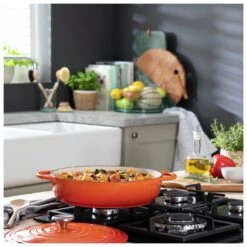 Habitat 4 Litre Cast Iron Shallow Casserole Dish - Orange