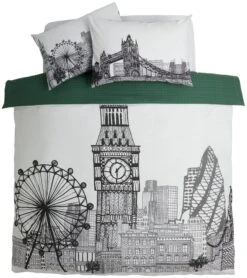 Habitat London Skyline Print Black &White Bedding Set-Single -Habitat Furni Sales 9511026 R Z002A