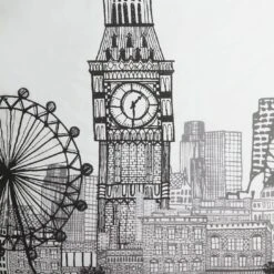 Habitat London Skyline Print Black &White Bedding Set-Single -Habitat Furni Sales 9511026 R Z017A