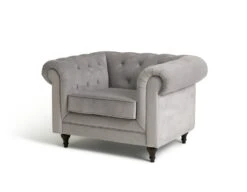 Habitat Chesterfield Velvet Armchair - Light Grey 2 Habitat Chesterfield Velvet Armchair - Light Grey -Habitat Furni Sales 9513402 R Z002A