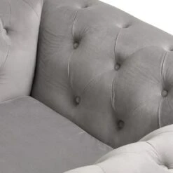 Habitat Chesterfield Velvet Armchair - Light Grey 5 Habitat Chesterfield Velvet Armchair - Light Grey -Habitat Furni Sales 9513402 R Z005A