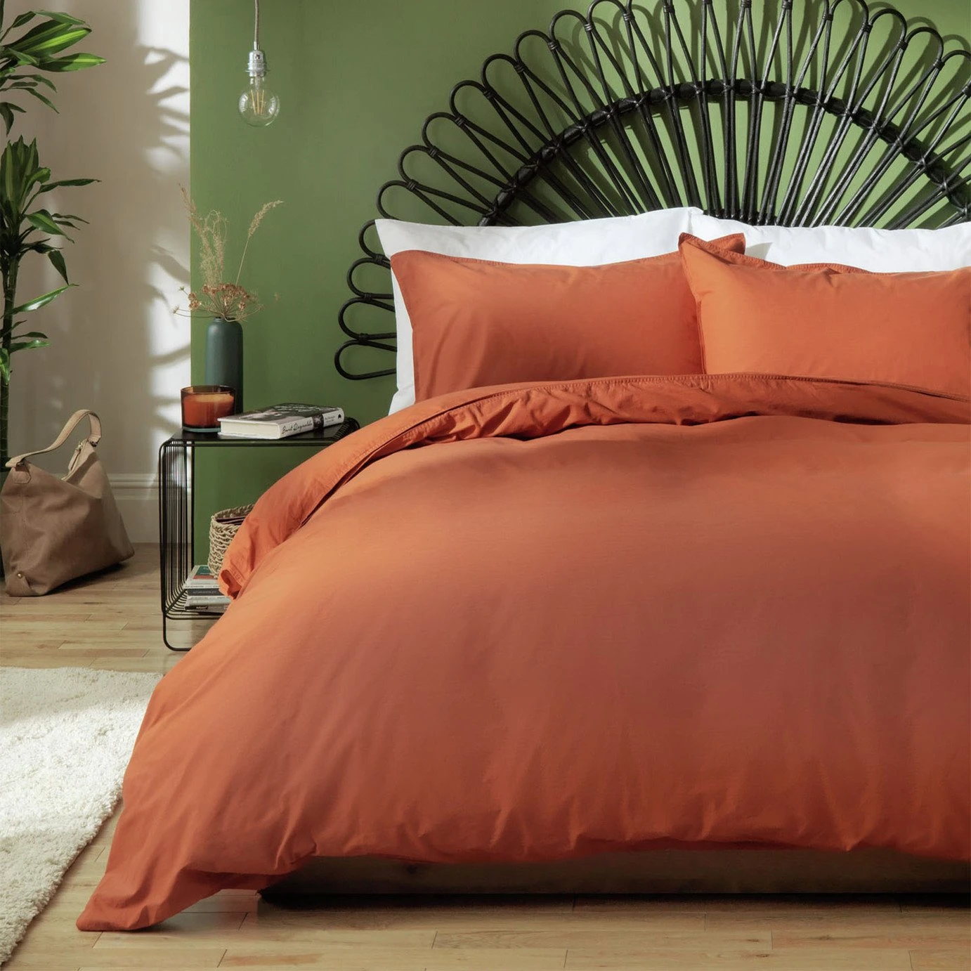 Habitat Cotton Linen Plain Rust Bedding Set - Double Habitat Cotton Linen Plain Rust Bedding Set - Double -Habitat Furni Sales 9513914 R Z001A