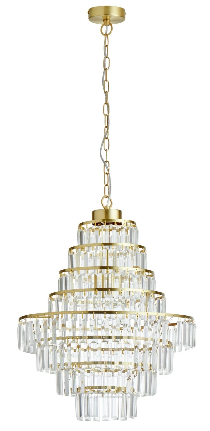 Habitat Presley Glass 8 Tier Chandelier - Brass Habitat Presley Glass 8 Tier Chandelier - Brass -Habitat Furni Sales 9514449 R Z001C