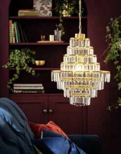 Habitat Presley Glass 8 Tier Chandelier - Brass 5 Habitat Presley Glass 8 Tier Chandelier - Brass -Habitat Furni Sales 9514449 R Z002C
