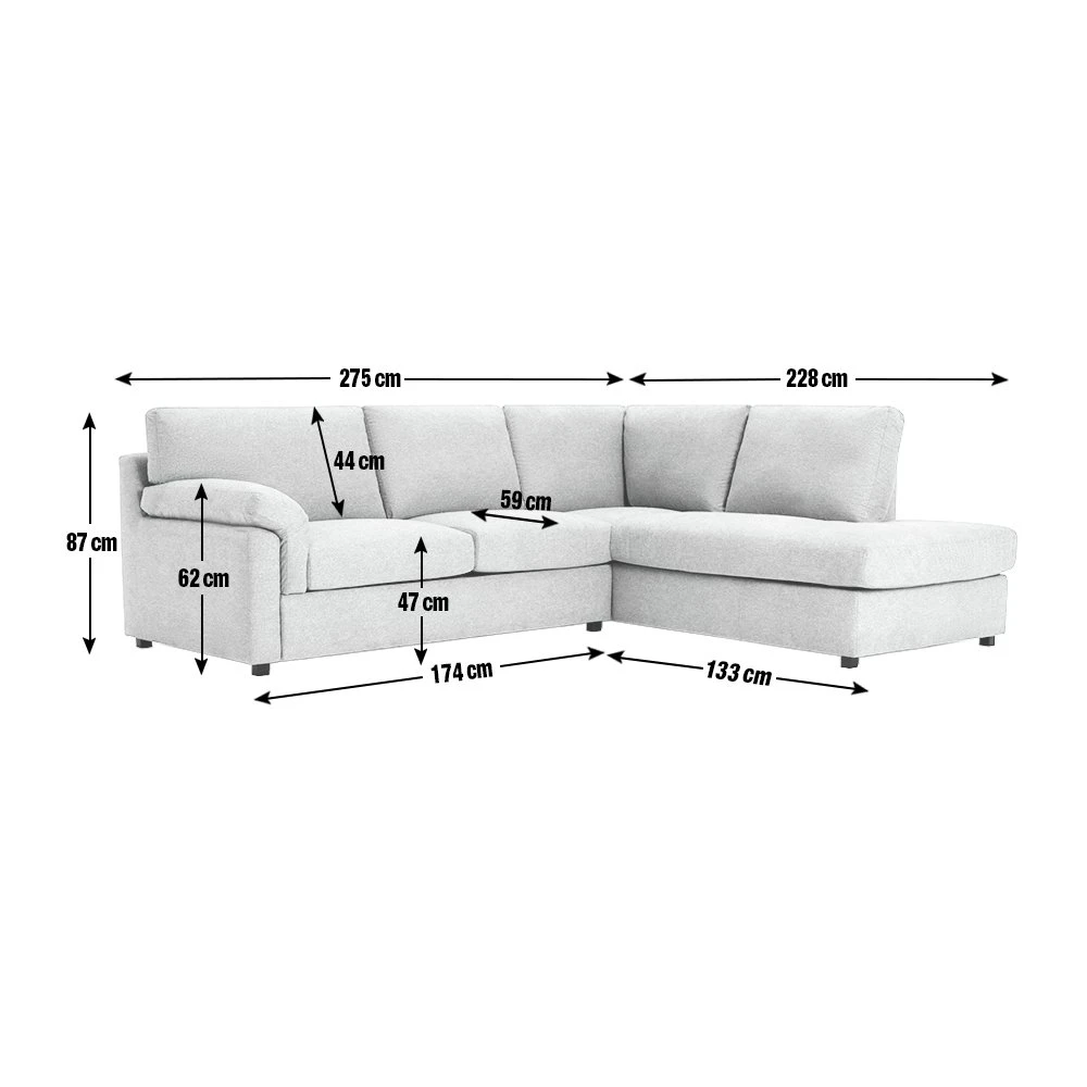 Habitat Florence Right Hand Corner Chaise Sofa - Grey Habitat Florence Right Hand Corner Chaise Sofa - Grey -Habitat Furni Sales 9518139 R E001
