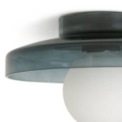 Habitat Jonna Bathroom Flush Ceiling Light -Dark Blue &Glass -Habitat Furni Sales 9518799 R Z003A