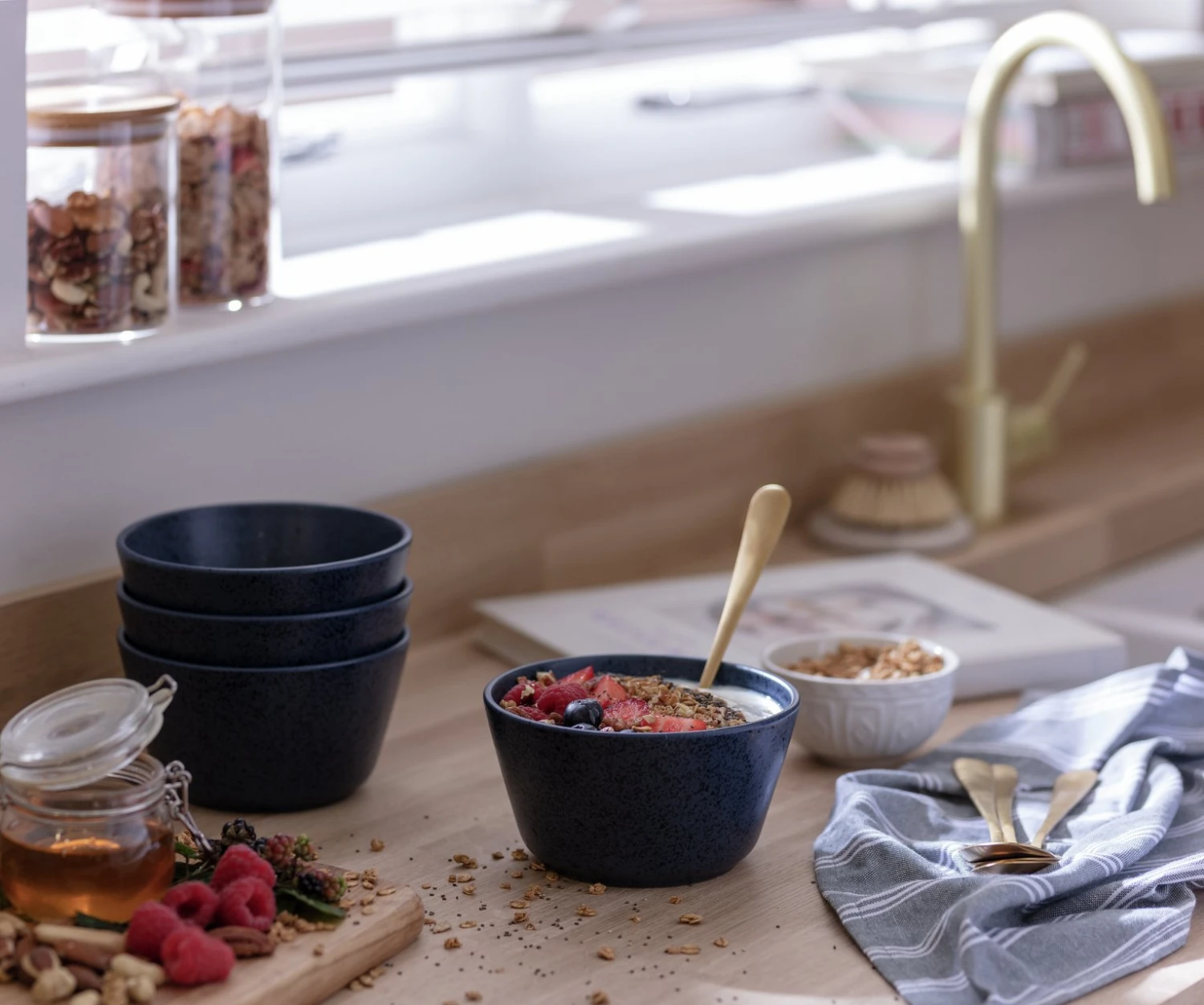 Habitat Addison Set of 4 Stoneware Cereal Bowl - Blue Habitat Addison Set Of 4 Stoneware Cereal Bowl - Blue -Habitat Furni Sales 9525201 R Z001C