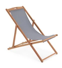 Habitat Folding Wooden Garden Deck Chair - Charcoal