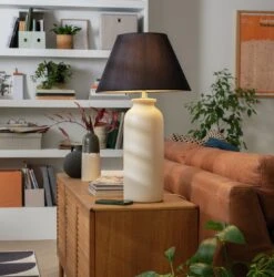 Habitat Hashi Ceramic Table Lamp - Off White & Black