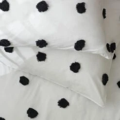 Habitat Cotton Tufted Spot White & Black Bedding Set -Single -Habitat Furni Sales 9560651 R Z003A