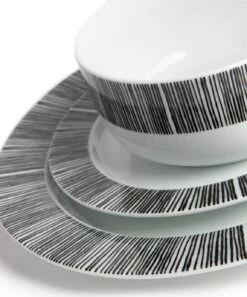 Habitat Black Dash 12 Piece Porcelain Dinner Set -Habitat Furni Sales 9576731 R Z005A