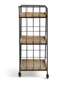 Habitat Kai Wood Drinks Trolley - Black & Mango -Habitat Furni Sales 9579271 R Z003A