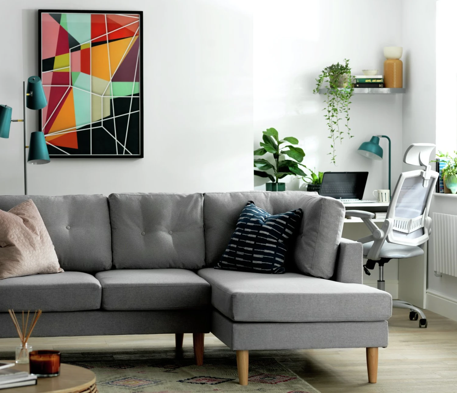 Habitat Joshua Fabric Right Hand Corner Chaise Sofa - Blue Habitat Joshua Fabric Right Hand Corner Chaise Sofa - Blue -Habitat Furni Sales 9581812 R Z001C