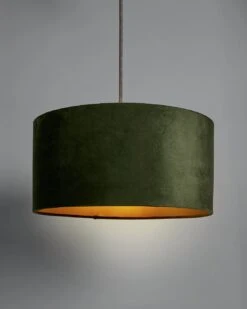 Habitat Gaia Velvet & Foil 40cm Drum Shade - Chive -Habitat Furni Sales 9602564 R Z004C